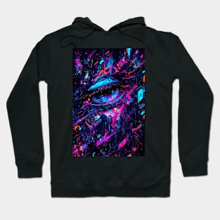 Neon eye closeup of a cyborg Hoodie